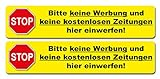 2 Aufkleber - Bitte keine Werbung und keine kostenlosen Zeitungen... 140 x 30 mm - Vinyl in gelb