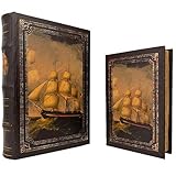 aubaho 2X Buchattrappe Box Schmucketui Buch Schatulle Schiff Segelschiff Antik-Stil