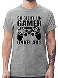Bruder und Onkel Geschenk - So Sieht EIN Gamer Onkel aus - schwarz - L - Grau meliert - Gamer Onkel - L190 - Tshirt Herren und Männer T-Shirts