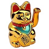 Schramm® Winkekatze Gold Meneki Neko Winke Katze Chinesische Glücks Katze Glückskatze Glücksbring