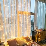 LED Lichtervorhang 6x3m 600 LEDs, IP44 & 8 Modi Lichterkettenvorhang, Lichterkette Wasserfall Anschließbar für Weihnachten, Party, Schlafzimmer, Innen und außen Deko (Warmweiß)