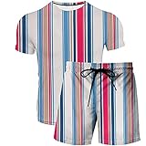 Trainingsanzug Set für Herren für den Sommer Kurzarm Oberteil T-Shirt Jogger Shorts Sportbekleidung Trainingsanzug-Sets(weiß+rosa,5XL)