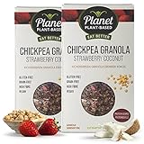 Planet Plant-Based Kichererbsen Bio Granola / Erdbeer-Kokos / 2er Pack (2x320g) / Knuspermüsli / Glutenfrei / Proteinreich / Vegan /Ballaststoffreich