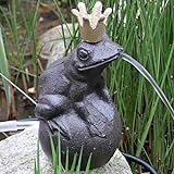 Wasserspeier Froschkönig auf Kugel mit Pumpe - 9x9xH19cm - braun (707)
