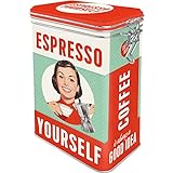 Nostalgic-Art 31104 Retro Kaffeedose Espresso Yourself – Geschenk-Idee für Kaffee-Liebhaber, Blech-Dose mit Aromadeckel, Vintage Design, 1,3 l