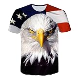 Amerikanisches 3D-Druck-T-Shirt für Herren und Damen, O-Ausschnitt, Kurzarm, Tierdruck, Streetwear, Sommer, lockeres Oberteil, A4 L