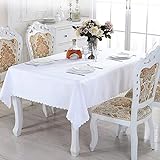 Tischdecke, 150 x 200 cm, rechteckig, waschbar, Polyester, ideal für Buffet-Tisch, Partys, Urlaub, Abendessen, Hochzeit, rechteckige Tischdecke (weiß)