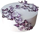 48 x Vorgeschnittene schöne lila Schmetterlinge essbares Reispapier/Oblatenpapier Kuchendekoration, Dekoration für Cupcake Kuchen Dessert, für Geburtstag Party Hochzeit Babyparty (S)