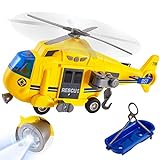 HERSITY Hubschrauber Kinder mit Drehpropeller, Flugzeug Spielzeug Groß Licht und Sound Helikopter Kinderspielzeug mit Bewegliche Seilwinde, Trage, 28cm, Geschenk für Junge 3 4 5 Jahre