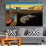 Salvador Dali Berühmtes Gemälde Die Beständigkeit der Erinnerung Druck auf Leinwand Die Wandkunst Große Bilder für Wohnzimmerdekoration 90 x 140 cm (35,4 x 55,1 Zoll) mit Rahmen