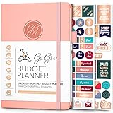 GoGirl Budget Planer - Monatliches Budgetbuch für Finanzplaner. Expense Tracker Notebook Journal zur Kontrolle Ihres Geldes. Undatiert, dauert 1 Jahr, Kompakt (13.5x19cm) - Pfirsich-Rosa