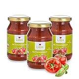 Lizza Bio Tomatensauce | Italienische Kräuter | Ohne Zuckerzusatz | Ohne Künstliche Zusatzstoffe | Glutenfrei & Vegan | 100% Bio | 3x 250ml Gläser (Reicht für 6 Pizzen oder 9 Nudelgerichte)