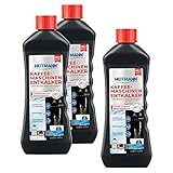 HEITMANN Kaffeemaschinen-Entkalker 250 ml - zwei Anwendungen - für Kaffeevollautomaten, Siebträger, Pad- und Kapselmaschinen, 3er Pack