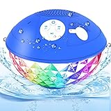 Bluetooth Pool Lautsprecher, IPX7 Wasserdicht Bluetooth Lautsprecher Tragbarer Dusche Musikbox mit LED Lichter, Kristallklare Freisprechen, Schwimmender Lautsprecher für Strand Badezimmer Party Gabe