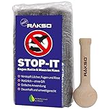 RAKSO Stop-IT, 17 Stahlwolle-Rollen zum Mäuse vertreiben, 1 Stopfstab, dauerhafte Mäuseabwehr ohne Gift