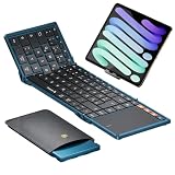ProtoArc XK01 TP Bluetooth Tastatur Faltbare mit Touchpad, Tastatur Kabellos Klappbare QWERTZ Deutsch mit Trackpad, iPad Tastatur für iOS, Android, Windows Laptop PC Tablet - B