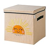 LIFENEY Aufbewahrungsbox mit Deckel und Sonne I Spielzeugbox mit Motiv passend für Würfelregale I Ordnungsbox für das Kinderzimmer I Aufbewahrungskorb Kinder
