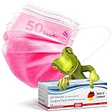 kela, 50 Stck. OP Masken pink rosa, 100% Made in Germany, medizinische Mund Nasenschutzmaske, chirurgische Einweg-Maske, CE zertifiziert, DIN EN 14683 Typ IIR, BFE 99,88%, 3-lagig,… (50)