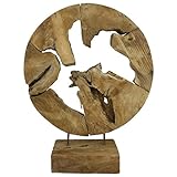 My-goodbuy24 Teakholz Deko Abstrakte Skulptur auf Sockel Massivholz Accessoire Dekofigur Wurzel Handgeschnitzt - Jede Holzskulptur EIN Unikat - Höhe 60 cm - Handarbeit