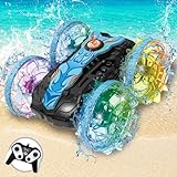 Yitical Ferngesteuertes Auto Amphibienfahrzeug, RC Auto Spielzeug ab 3 4 5 6 7 8 9 Jahre Kinder, Wasserdicht Ferngesteuert Auto, Geschenk für Junge, Spiele LED Blinken 2.4Ghz 360° Rollen RC C