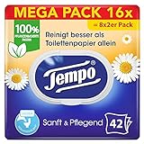 Tempo Feuchte Toilettentücher 'Sanft & Pflegend' - Megapack - 16 Packungen mit je 42 Tüchern - Duo Packs - mit natürlicher Kamille - feuchtes Toilettenpapier, dermatologisch getestet & pH-hautneutral