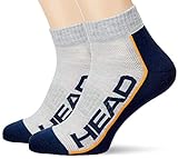 HEAD Unisex-Adult Performance Quarter (2 Pack) Tennis Socks, Grey/Navy, 39/42 (2er Pack)