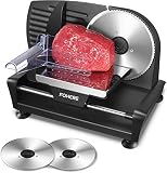 Allesschneider Elektrischer 200 Watt für den Heimgebrauch, Profi-Brotschneidemaschine mit Abnehmbarer 2 x 19 cm Klinge, 0–15 präziser Dickenknopf Schnitt Fleisch Schinken Brot Obst, S