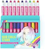 GirlZone Geschenke für Mädchen - Haarkreide-Set für kleine und große Mädchen - Auswaschbare Temporäre Haarfarben Geschenke für Kinder - 10 x Haarfärbestifte - Auswaschbare