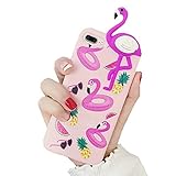 iPhone 8 Plus / iPhone 7 Plus Hülle Flamingo 3D Tier Design Fashion Case Silikon TPU Handyhülle in Pink / Rosa für Mädchen / Frauen / Girls von wortek