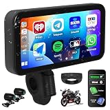 CAMECHO Carplay Motorrad Android Auto, Tragbares Carplay Display mit 1080P Dashcam Vorne Hinten für Motorräder, 6,25 Zoll IP67 wasserdichte mit Dual Bluetooth Navi Siri/G-oogle Assistan APP für M