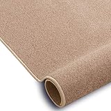 rugsx Einfarbiger Teppich Eton für Zimmer, Wohnzimmer, Schlafzimmer, Teppichboden Auslegware, beige, Verschiedene Größen, 150x350