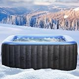 Whirlpool aufblasbar BRAST MSpa Tekapo für 6 Personen 185x185cm In-Outdoor Pool 132 Massagedüsen Energiespar-Timer Heizung Aufblasfunktion per Knopfdruck Bubble Spa Wellness Massag