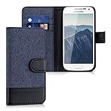 kwmobile Wallet Case kompatibel mit Samsung Galaxy S4 Mini - Hülle mit Ständer - Handyhülle Kartenfächer Dunkelblau Schwarz