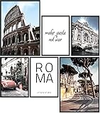 Papierschmiede® Mood Poster Set Rom, Bilder als Wanddeko, Wohnzimmer & Schlafzimmer, 2x DIN A4 und 4x DIN A5, Kolosseum Roma Italien Pizza Pasta - ohne Rahmen
