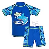 G-Kids Kinder Jungen Badeanzug Bademode Zweiteiliger UPF 50+ UV Schützend Schwimmanzug, Blau, 152/158
