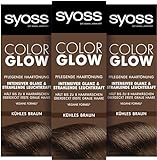 Syoss Color Glow Pflegende Haartönung Kühles Braun (3x 100ml), semi-permanente Coloration für strahlende Farbintensität bis zu 8 Haarwäschen, ohne das Haar zu schädigen
