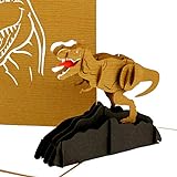 Pop Up Karte 'Dinosaurier - T-Rex', Dino 3D Geburtstagskarte, Klappkarte Tyrannosaurus Rex, handgefertigte Glückwunschkarte, Grußkarte mit Dinosaurier Modell für Geburtstag & Kindergeburtstag