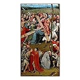 Hieronymus Bosch Berühmte Gemälde Druck auf Leinwand'Christus trägt das Kreuz'Reproduktion auf Leinwand,Leinwand Wandkunst Bilder für Wohnzimmer Dekoration 40x80cm(16x32in) Rahmenlos