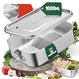 LINFELDT® Edelstahl Brotdose 3x Fächer 1000ml für Kinder Lunchbox Auslaufsicher Robust - Brotdose Metall - Brotdose Kinder mit Fächern Spü