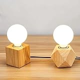 PONYS SchreibtischlampeEinfache LED-Tischlampe Schlafzimmer Nachttischlampe Ins Nordic Holz Schreibtischlampe Nacht Schlafsaal Dekoration Beleuchtung Mit E27 GlühbirneDekorative Lampe