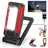 daphomeu LED Arbeitsleuchte Taschenlampe, Werkstattlampe Led Akku 360° Drehbare Standfuß, 270°Ausklappbaren Hakens mit Magnet COB Taschenlampe für Auto Werkstatt Camping Notfallgebrauch, G-01