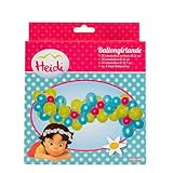 Party Factory `Heidi´ Ballongirlande aus 60 blauen, grünen und pinken Latexballons, Ø25 und 12cm, inklusive 4m Ballonb