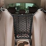 SUNCARACCL 2-lagige Netztasche für das Auto, Netztasche für die Rückenlehne, elastische Ladungssicherung, Auto-Netz-Barriere zwischen den Vordersitzen für den Rücksitz, Kinder, Hunde oder Haustiere