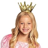 Boland 61591 - Krone Amy, 1 Stück, Größe ca. 9 cm, Gold mit Gummiband, aus glänzendem Kunststoff, Klettverschluss, Prinzessin, Prinz, Königin, König, Accessoire, Verkleidung, Karneval, Kostüm, Märchen
