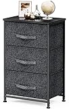 Pipishell Kommode, Schrank mit 3 Schubladen aus Stoff, kommode mit schubladen, Schrank für Schlafzimmer, Kinderzimmer, Flur, Schwarz