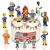 Gxhong Feuerwehrmann Mini Figuren Set,12pcs Feuerwehr Kuchendeko Feuerwehrmann Figuren Geburtstag Deko Kuchendeckel Tortenfiguren Birthday Party Supplies Cake Topper, für Kindergeburtstag Kinder Party
