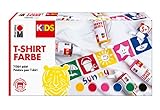 Marabu 0308000000001 - Kids T-Shirt Farbe, 6 x 80 ml, Stoffmalfarbe für Kinder, für kreative Designs auf hellen Textilien, nach Fixierung waschbeständig bis 60 °C, ideal für Kinder