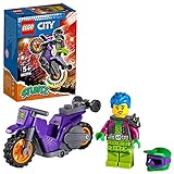 LEGO 60296 City Stuntz Wheelie-Stuntbike Set mit Schwungradantrieb, Motorrad und Stuntwoman-Minifigur, Spielzeug für Kinder ab 5 Jahren