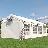 TRIUMPHKEY Pavillon 4x8 Wasserdicht Stabil,Partyzelt UV 50+ Gartenzelt,560g/m² PE-Plane Festzelt,Zelt für Festival, Partys Hausparty Hochzeiten,Pavilion Weiß