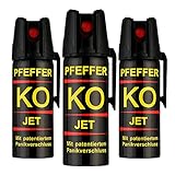 KO Pfefferspray Jet | Fog Verteidigungsspray | Abwehrspray Hundeabwehr | zur Selbstverteidigung | Sparset | Made in Germany (Jet 50 ML 3 STK)